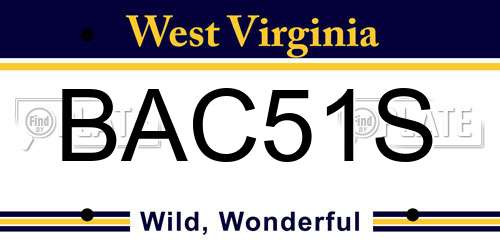 BAC51S West Virginia License Plate