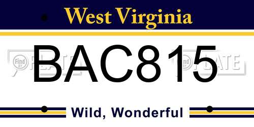 BAC815 West Virginia License Plate