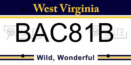 BAC81B West Virginia License Plate