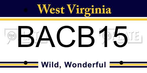 BACB15 West Virginia License Plate