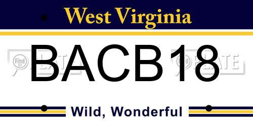 BACB18 West Virginia License Plate