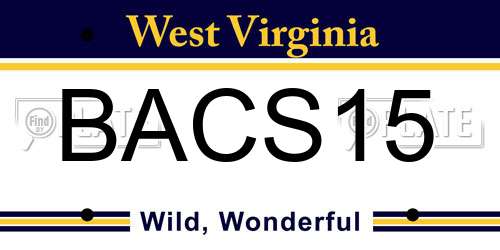 BACS15 West Virginia License Plate