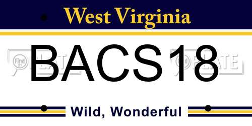 BACS18 West Virginia License Plate