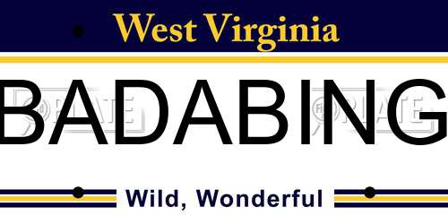 BADABING West Virginia License Plate