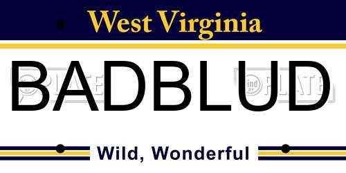 BADBLUD West Virginia License Plate