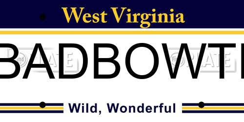 BADBOWTI West Virginia License Plate