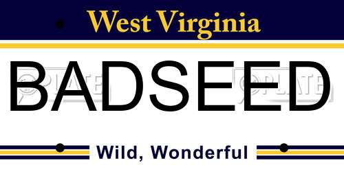 BADSEED West Virginia License Plate