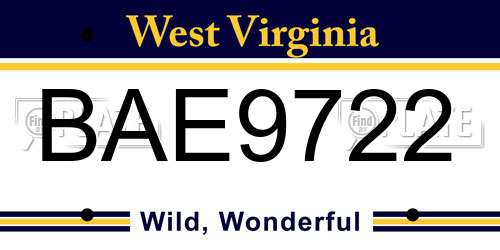BAE9722 West Virginia License Plate