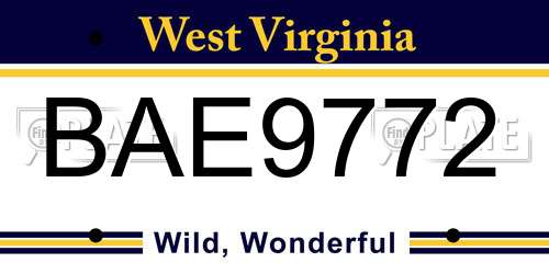 BAE9772 West Virginia License Plate