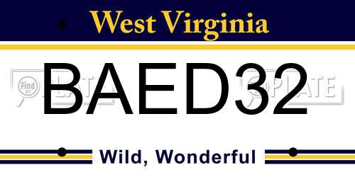BAED32 West Virginia License Plate