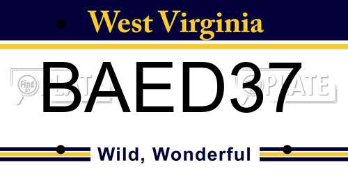 BAED37 West Virginia License Plate