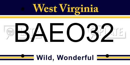 BAEO32 West Virginia License Plate