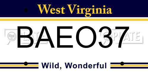 BAEO37 West Virginia License Plate