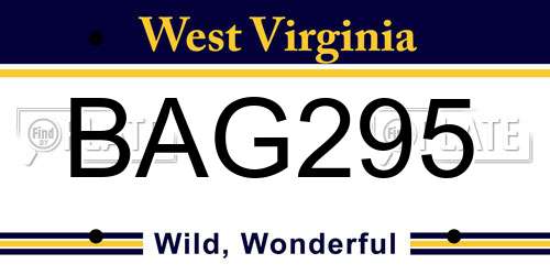 BAG295 West Virginia License Plate