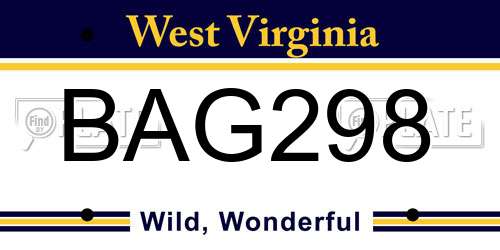 BAG298 West Virginia License Plate
