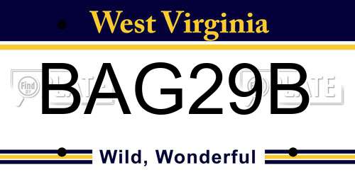 BAG29B West Virginia License Plate