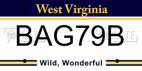 BAG79B West Virginia License Plate