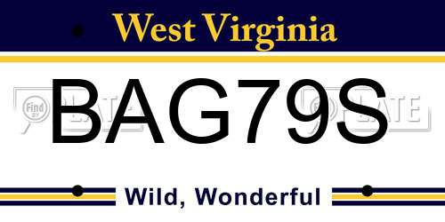 BAG79S West Virginia License Plate