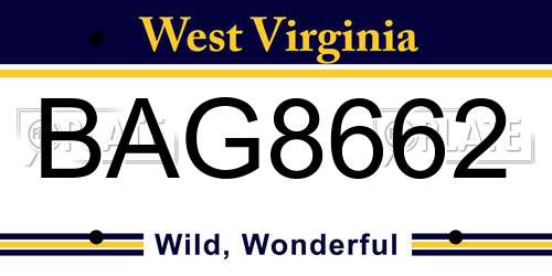 BAG8662 West Virginia License Plate