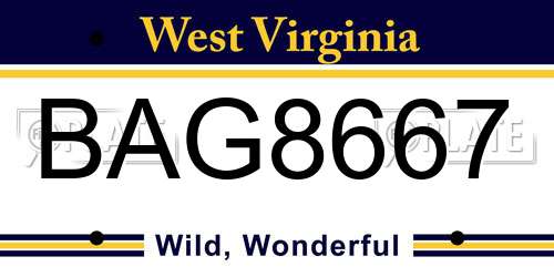 BAG8667 West Virginia License Plate