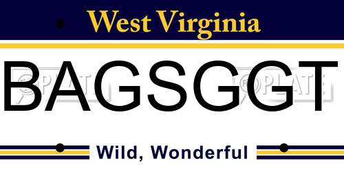 BAGSGGT West Virginia License Plate