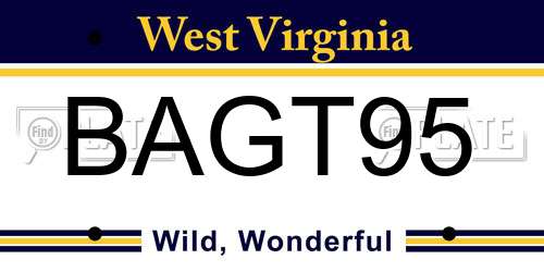 BAGT95 West Virginia License Plate