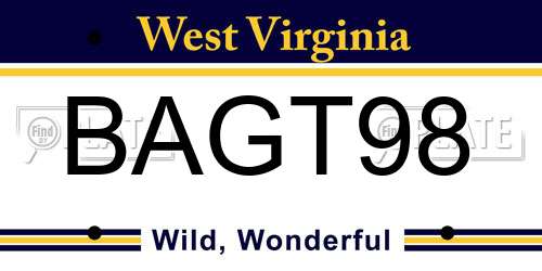 BAGT98 West Virginia License Plate