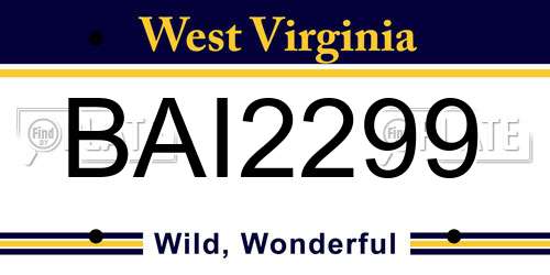 BAI2299 West Virginia License Plate