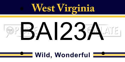 BAI23A West Virginia License Plate