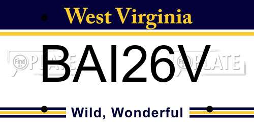 BAI26V West Virginia License Plate