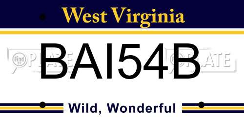 BAI54B West Virginia License Plate