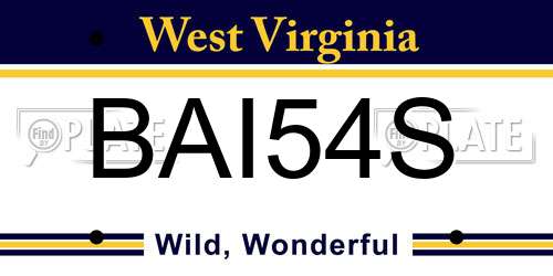 BAI54S West Virginia License Plate