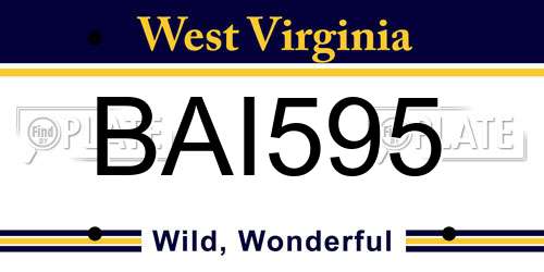 BAI595 West Virginia License Plate