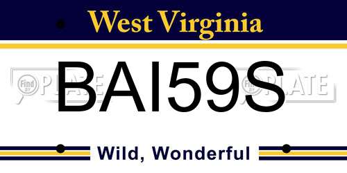 BAI59S West Virginia License Plate