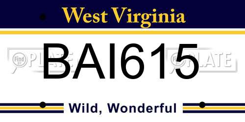 BAI615 West Virginia License Plate