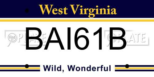 BAI61B West Virginia License Plate