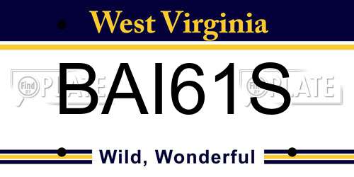BAI61S West Virginia License Plate
