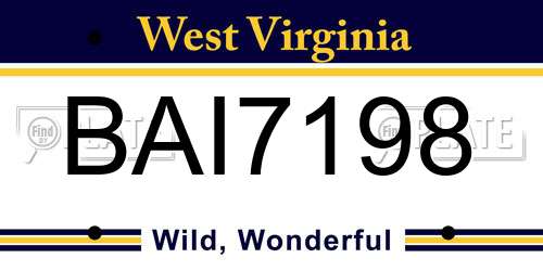 BAI7198 West Virginia License Plate