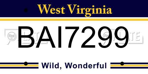 BAI7299 West Virginia License Plate