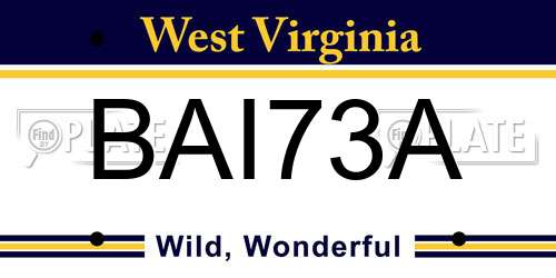 BAI73A West Virginia License Plate