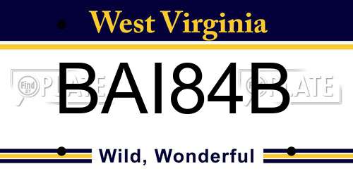 BAI84B West Virginia License Plate