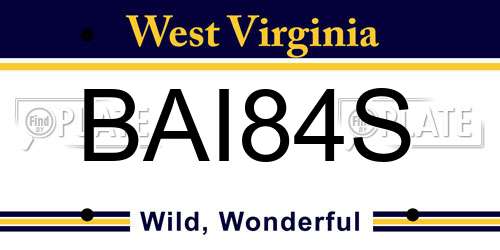 BAI84S West Virginia License Plate