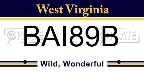 BAI89B West Virginia License Plate