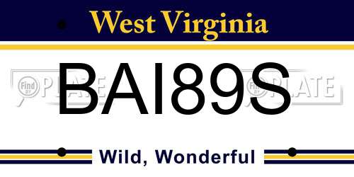 BAI89S West Virginia License Plate