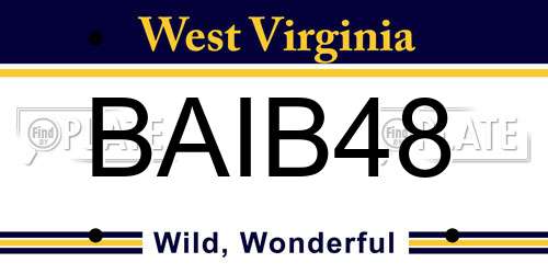 BAIB48 West Virginia License Plate