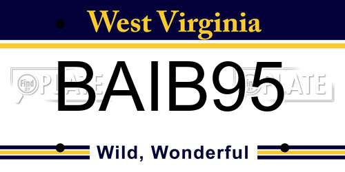 BAIB95 West Virginia License Plate