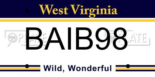 BAIB98 West Virginia License Plate