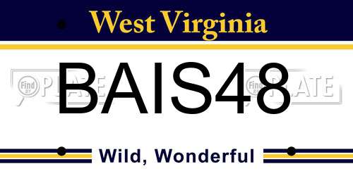BAIS48 West Virginia License Plate