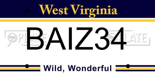 BAIZ34 West Virginia License Plate