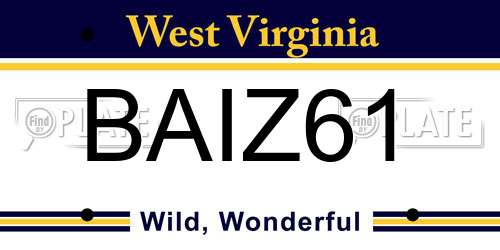 BAIZ61 West Virginia License Plate